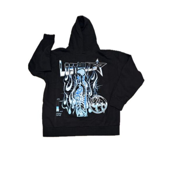 Lost Hills Skeleton Flames Pullover Hoodie | Black | Size 2XL | Exclusive Drop - Picture 2 of 5